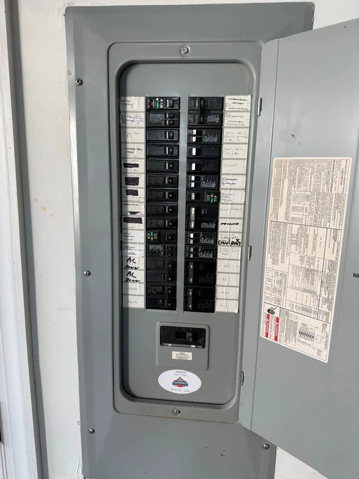 NEMA 14-50 EV charger outlet in a garage